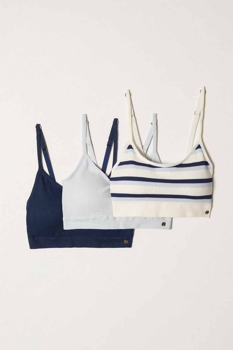 3 pack seamless multi stripe bra set